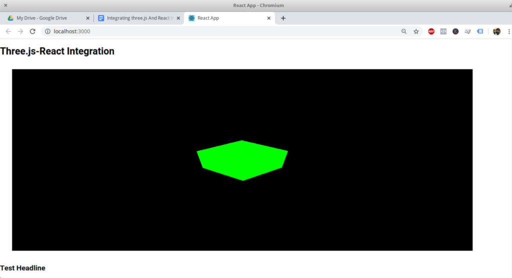 three.js scene added to the react-dom
